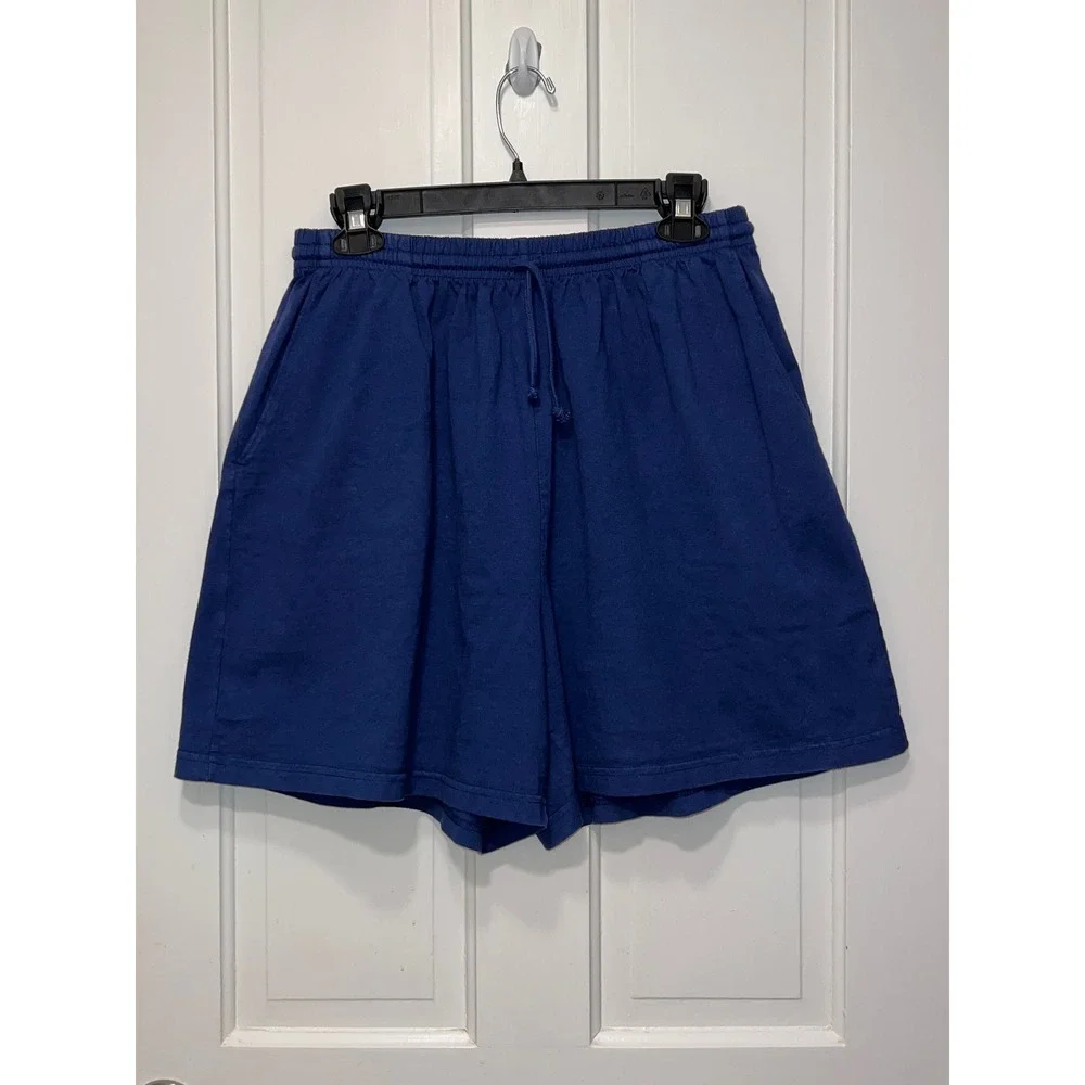 Fresh Produce Navy Blue Cotton Jersey Shorts Womens XXL Made in USA Drawstring